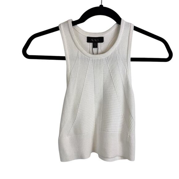 NWT Alala Goddess Cashmere Sleeveless Racerback Knit Crop Tank Top Bone Small - Picture 2 of 6